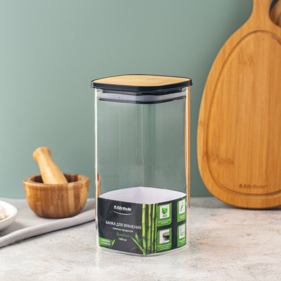 Банка для сыпучих продуктов Jar Bamboo квадратная