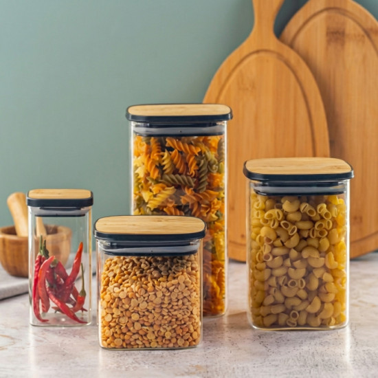 Банка для сыпучих продуктов Jar Bamboo квадратная