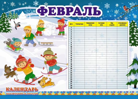Комплект плакатов «Календарь наблюдений за погодой»