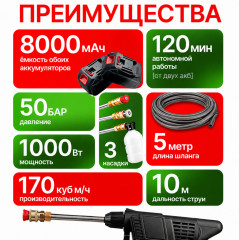 Мойка высокого давления аккумуляторная автомобильная - Фото 1