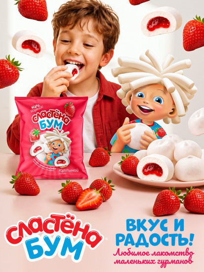 Зефир с начинкой «Сластёна» со вкусом Клубники