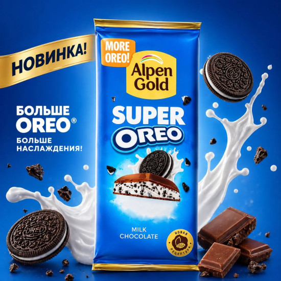 Шоколад молочный со вкусом ванили и печенья «Super Oreo»