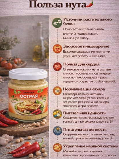 Закуска из нута стериализованная «Острая»