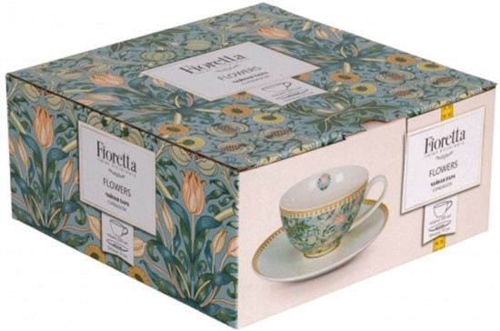 Чайная пара Flowers фарфоровая 350 мл, 2 предмета