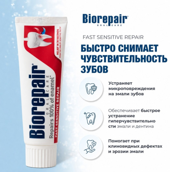 Зубная паста Biorepair Fast Sensitive Repair для чувствительных зубов 75 мл