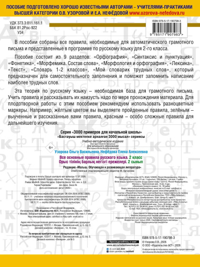 Все основные правила русского языка. 2 класс