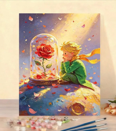 Картина по номерам на подрамнике «Маленький принц и роза», 30×40 см