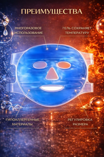 Многоразовые гелевая маска голубая с двумя липами