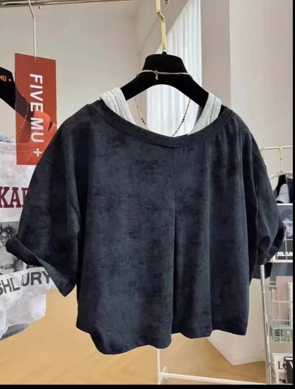 Футболка серая укороченная, оверсайз