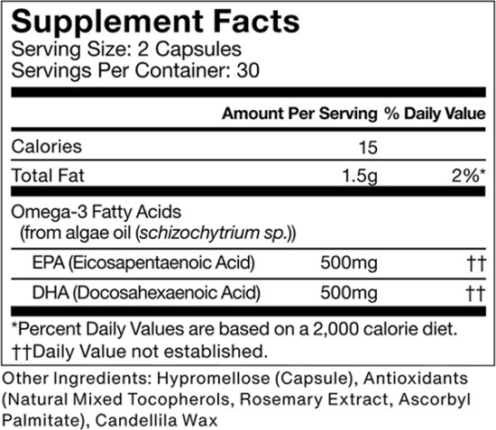 Веганская омега-3, Vegan Omega-3, 30 капсул