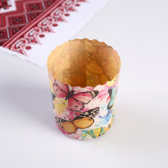 Форма бумажная для кекса, маффинов и кулича «Бабочки цветные» - Фото 1