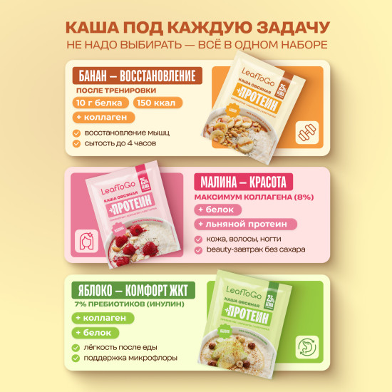 Каша овсяная протеиновая быстрого приготовления Ассорти 3 вкуса