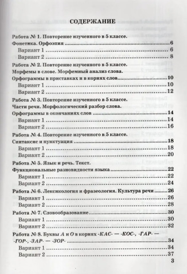 Зачётные работы по русскому языку. 6 класс