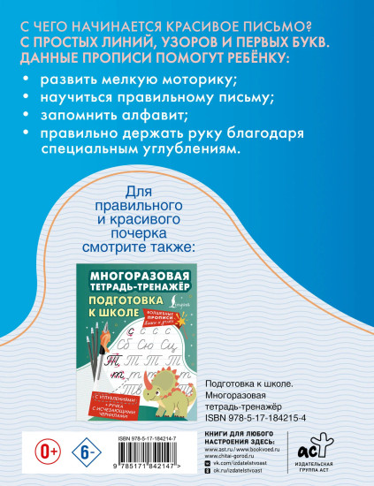 Готовим руку к письму. Многоразовая тетрадь-тренажёр