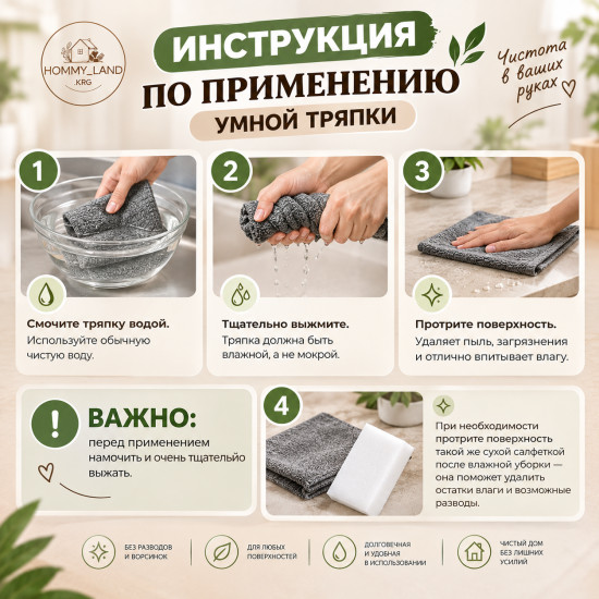 Набор умных тряпок и меламиновых губок