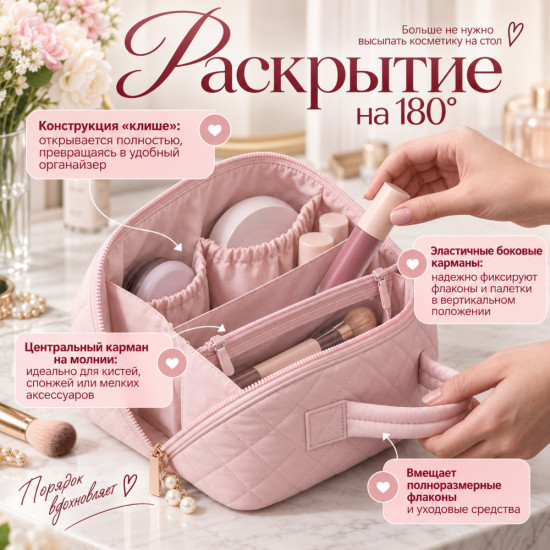 Косметичка тканевая с мини-кейсом 2в1