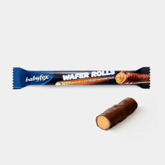 Конфеты глазированные с начинкой с солёной карамелью «Wafer Rolls»