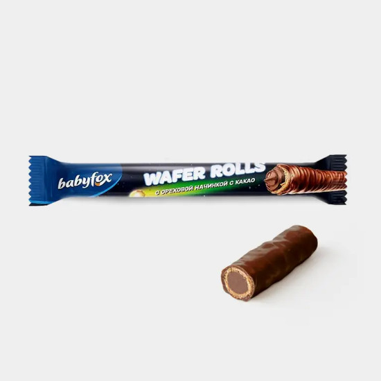 Конфеты глазированные с ореховой начинкой и какао «Wafer Rolls»