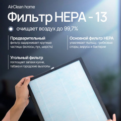 Очиститель воздуха с HEPA-фильтром H13 AirClean Home - Фото 8