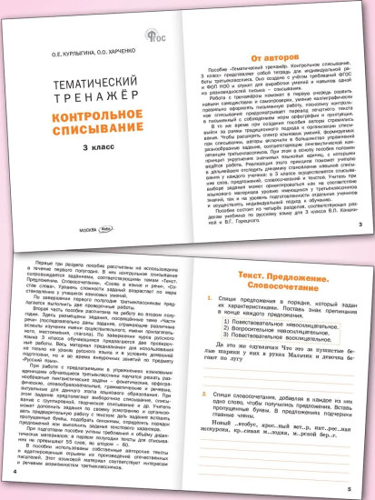 Контрольное списывание. 3 класс