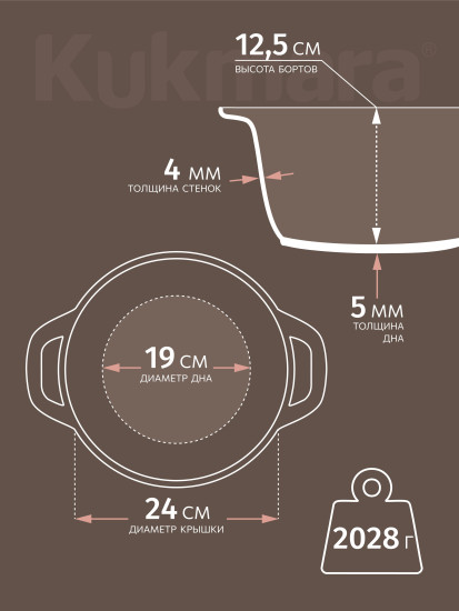 Кастрюля с крышкой «Гранит черный»