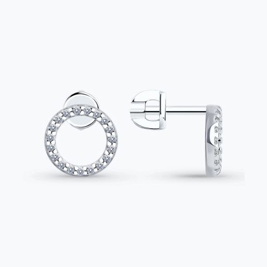 Серьги из серебра с фианитами