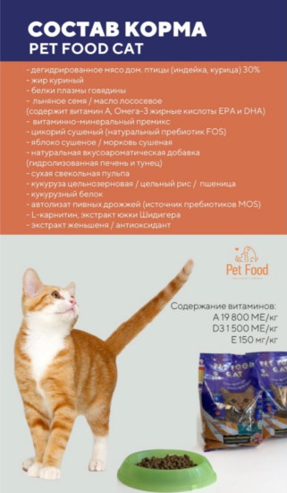 Корм для кошек cat индейка, курица 0.5 кг