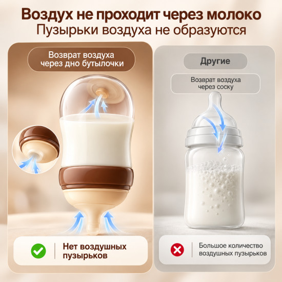 Стеклянная антиколиковая бутылочка для малыша