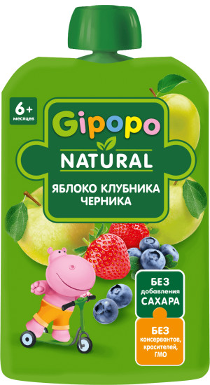 Пюре фруктовое Яблоко, клубника, черника
