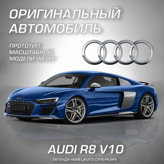 Детская металлическая машинка Ауди Р8 В10