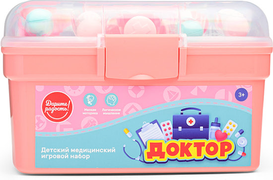 Набор доктора в розовом чемоданчике с костюмом, 37 предметов