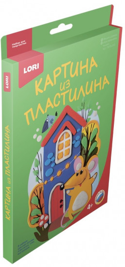 Картина из пластилина «Мышка у домика»