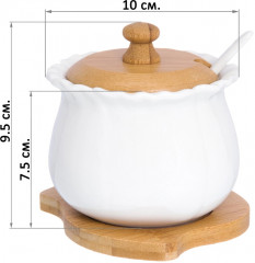 Сахарница с ложкой на деревянной подставке «Айсберг» - Фото 2