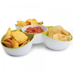 Блюдо для снека «Triple Dish», белое/зеленое - Фото 1