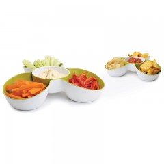 Блюдо для снека «Triple Dish», белое/зеленое - Фото 2