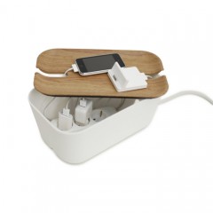 Органайзер для проводов «Hideaway» средний, белый/дерево - Фото 1