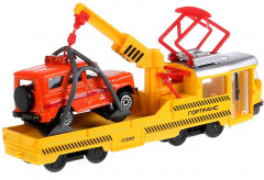 Набор металлических машин «Ремонтный трамвай и УАЗ Hunter» - Фото 1