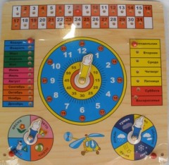 Развивающая деревянная игрушка "Часы и календарь" - Фото 1