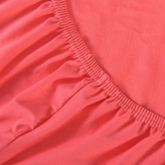 Простыня трикотажная на резинке (хлопок, 180х200+20 см, цвет коралловый) - Фото 1