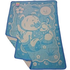 Одеяло детское жаккардовое "Медвежонок" (хлопок, размер 100х140), цвет голубой - Фото 2