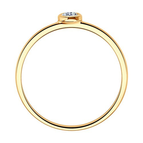 Кольцо помолвочное из золочёного серебра с фианитом