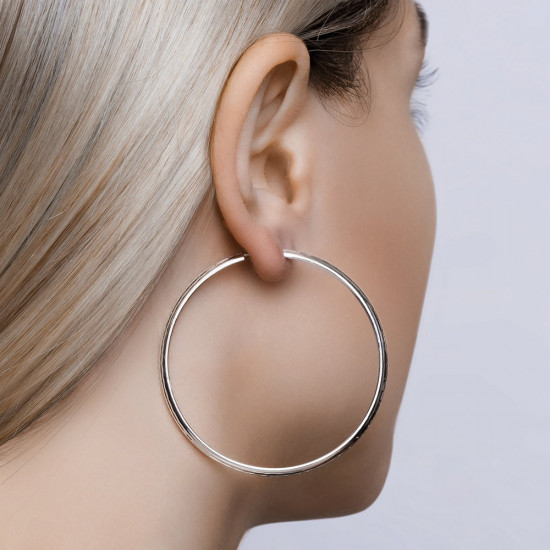 Серьги конго из серебра с алмазной гранью