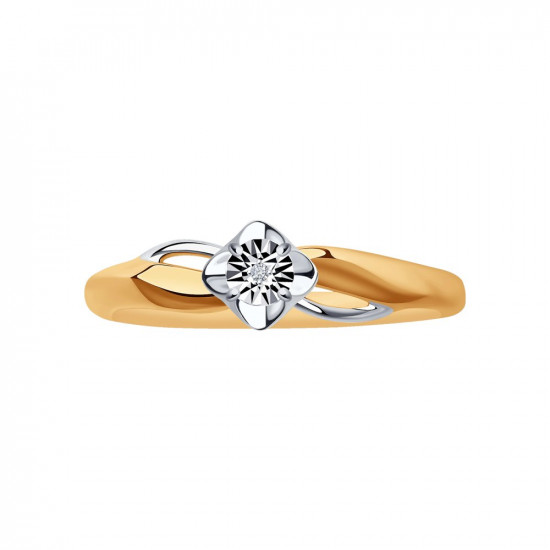 Кольцо из золочёного серебра с бриллиантом