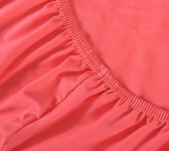 Простыня трикотажная на резинке (хлопок, 140х200+20 см, цвет коралловый) - Фото 1