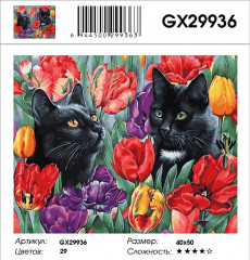 Картина по номерам «Коты и тюльпаны» - Фото 2