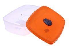 Контейнер с крышкой для СВЧ (750 мл) прямоугольный, мандарин - Фото 1