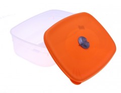 Контейнер с крышкой для СВЧ (1,6 л) прямоугольный, мандарин - Фото 1