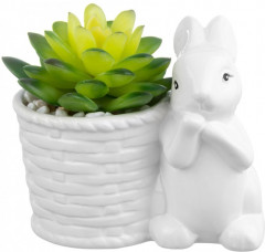 Кашпо-фигурка «Зайчик с цветком» - Фото 1