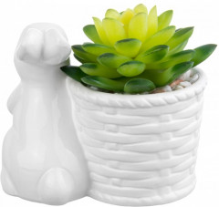 Кашпо-фигурка «Зайчик с цветком» - Фото 2