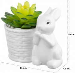 Кашпо-фигурка «Зайчик с цветком» - Фото 4